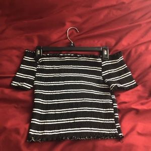 Black and white off the shoulder top